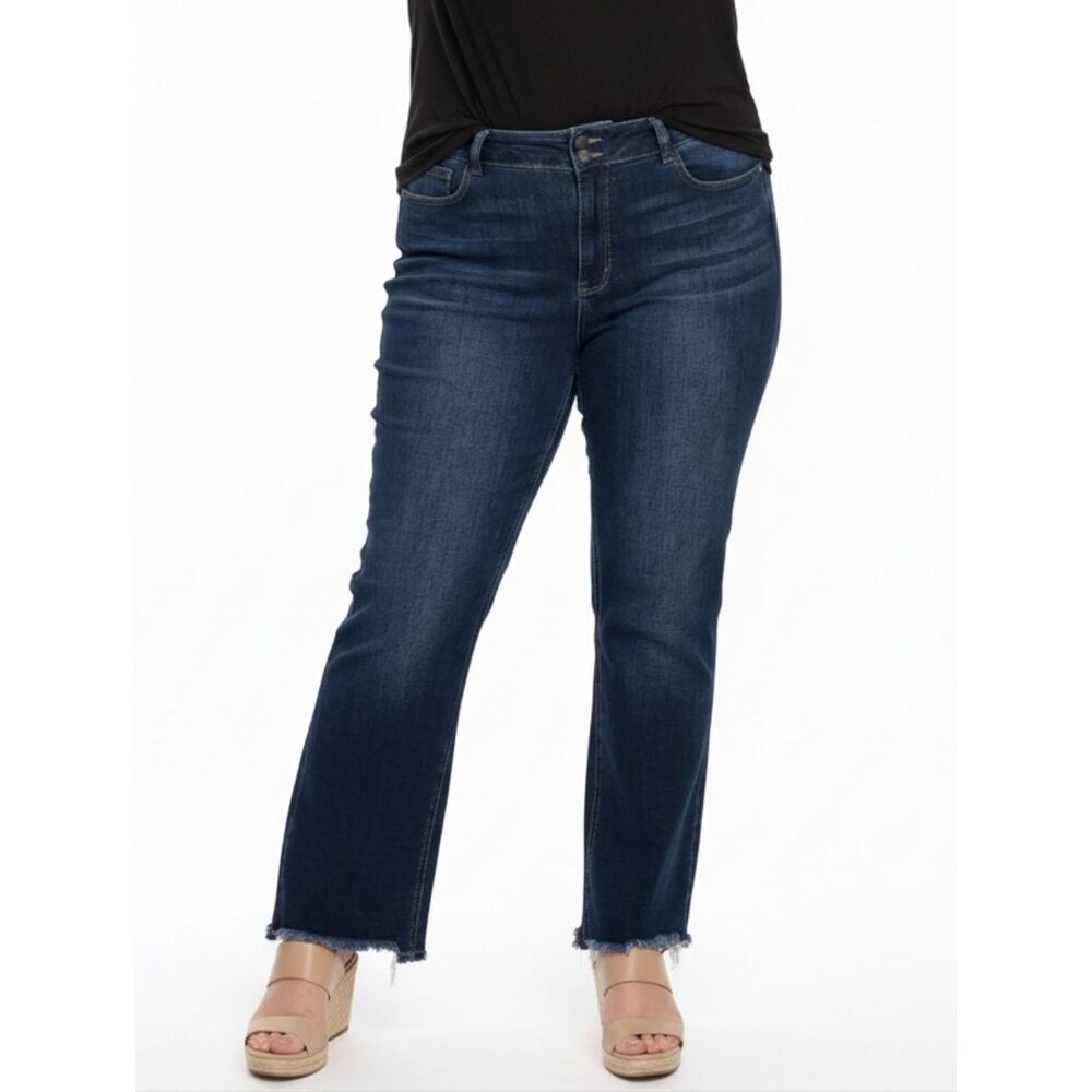 Judy Blue Vintage Frayed Hem High Waisted Bootcut Jeans Size 24W